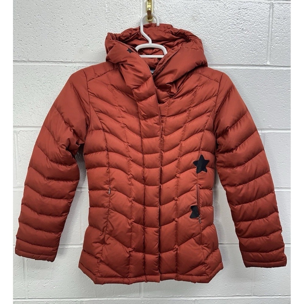Patagonia Women Downtown Loft Jacket Down Fill Puffer Small Zip Up Maroon REPAIR